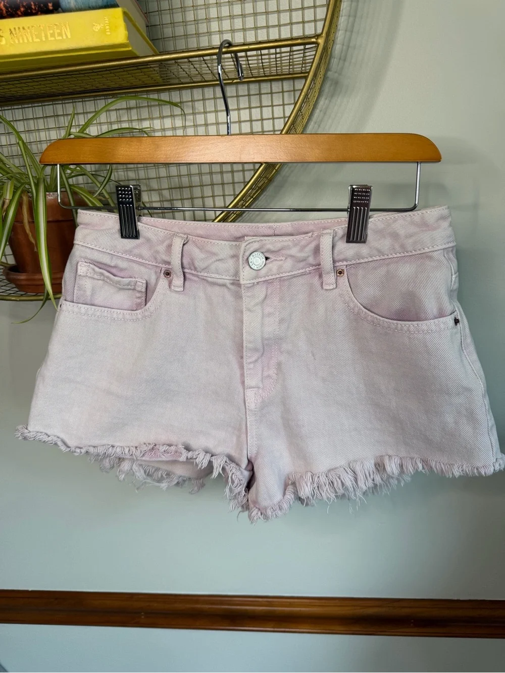 PacSun Light Pink Frayed Denim Cutoff Shorts